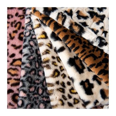 Geflecht 100% Polyester Super weich Leopard Druck Kaninchen Fell Fälschung Fell Stoff dick