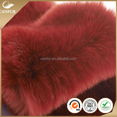 100% Polyester Rückenmaterial Falsch gefärbtes Fuchsfell für Kleidung Luxus und Komfort