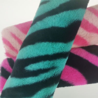 15 mm Strickot 100% Polyester sehr weich Zebra-Streifen-gedruckt falsches Kaninchenfell Gewebe