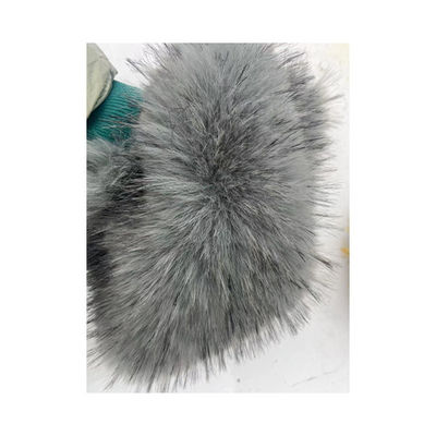 Rückseite Material 100% Polyester Druck graues Fell mit schwarzer Spitze Kunstfellgewebe