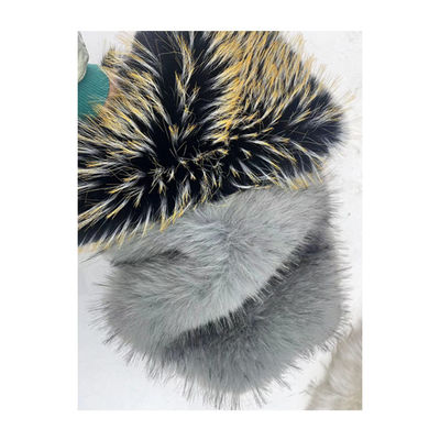 Rückseite Material 100% Polyester Druck graues Fell mit schwarzer Spitze Kunstfellgewebe