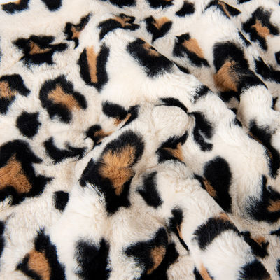 Geflecht 100% Polyester Super weich Leopard Druck Kaninchen Fell Fälschung Fell Stoff dick