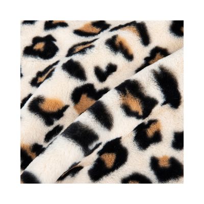 100% Polyester Super Weich Leopard Druck Kaninchen Fell Fälschung Fell Stoff für die Bekleidung