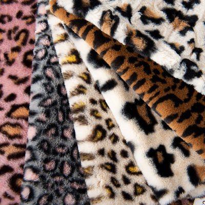 100% Polyester Super Weich Leopard Druck Kaninchen Fell Fälschung Fell Stoff für die Bekleidung